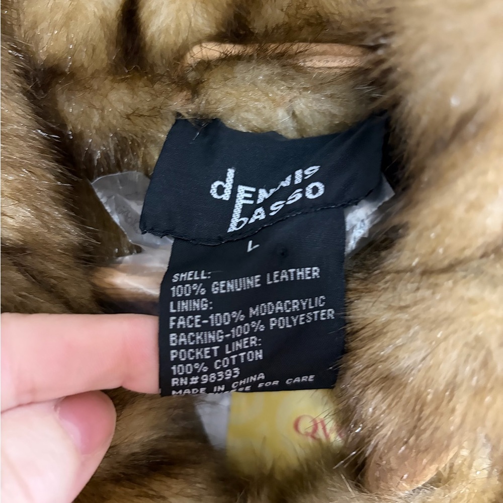 Dennis Basso Genuine Leather Faux Fur Lined Coat - Size L - NWT - Picture 5 of 5